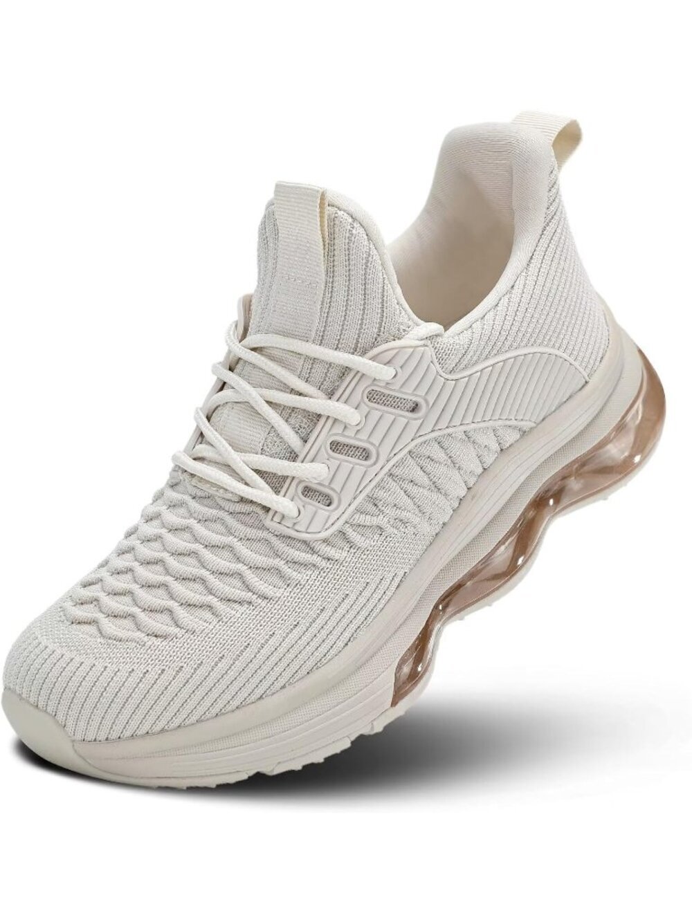 Women's 1 Beige Slip on Walking Shoes Air Running Casual Fashion Tennis Sneakers